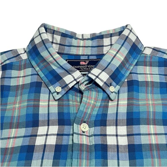 Vineyard Vines Men's Long Sleeve Slim Fit Tucker Plaid Checked Flannel Shirt Med - Picture 3 of 9